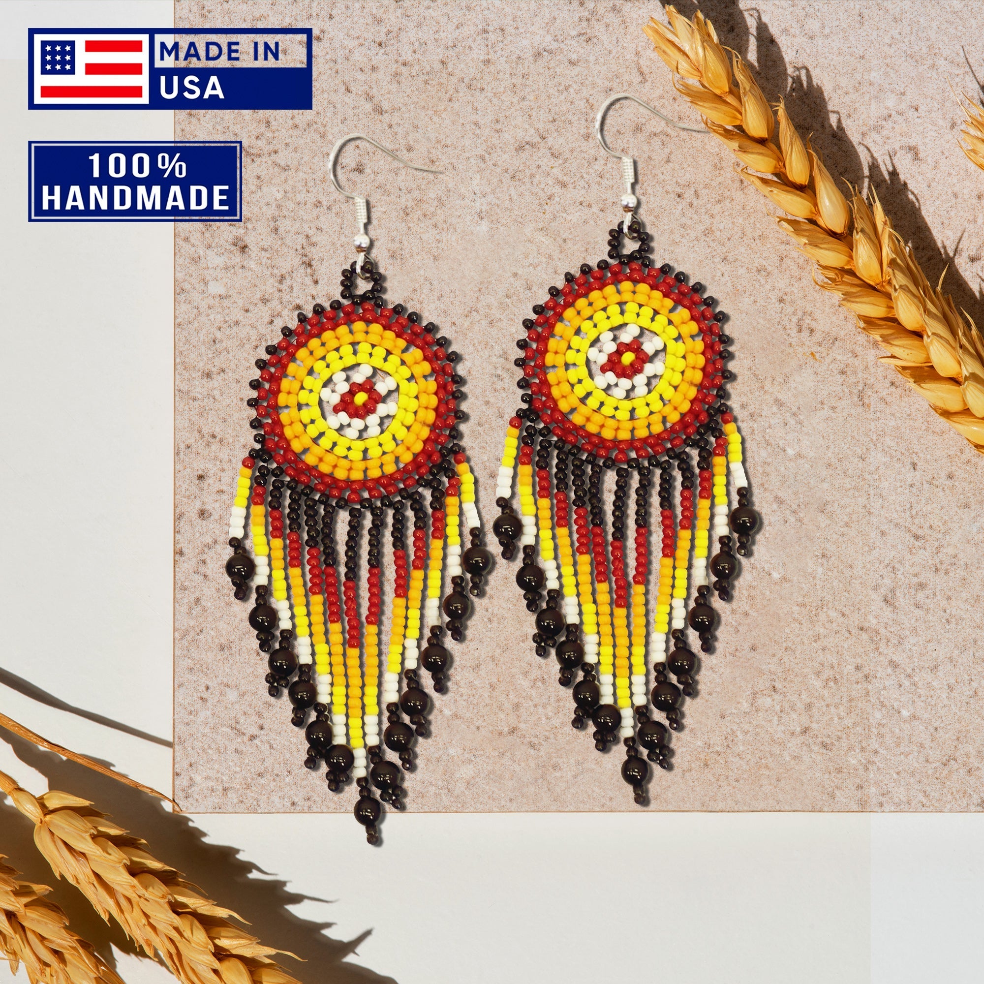 Beaded medallion earrings discount