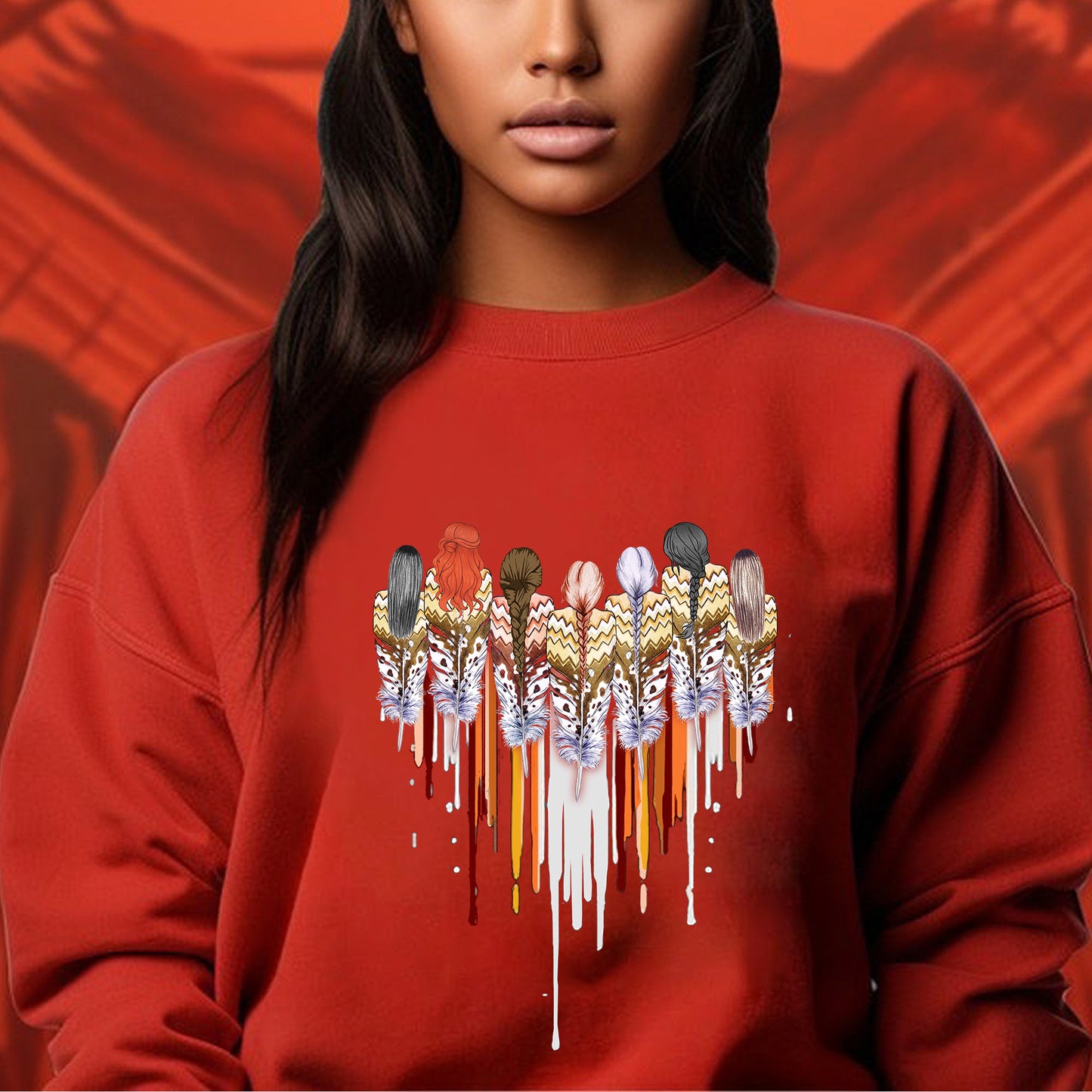 Native American Women Together Feather Heart Shirt