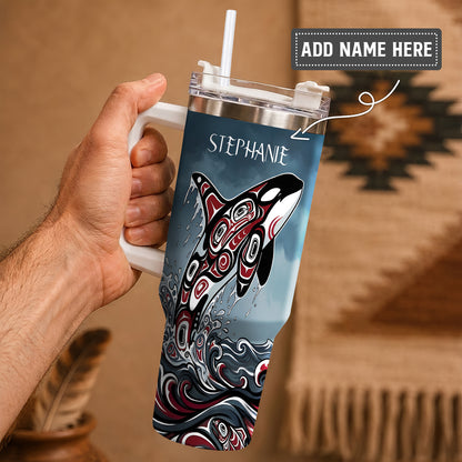 Crimson Orca Rising Personalized Tumbler