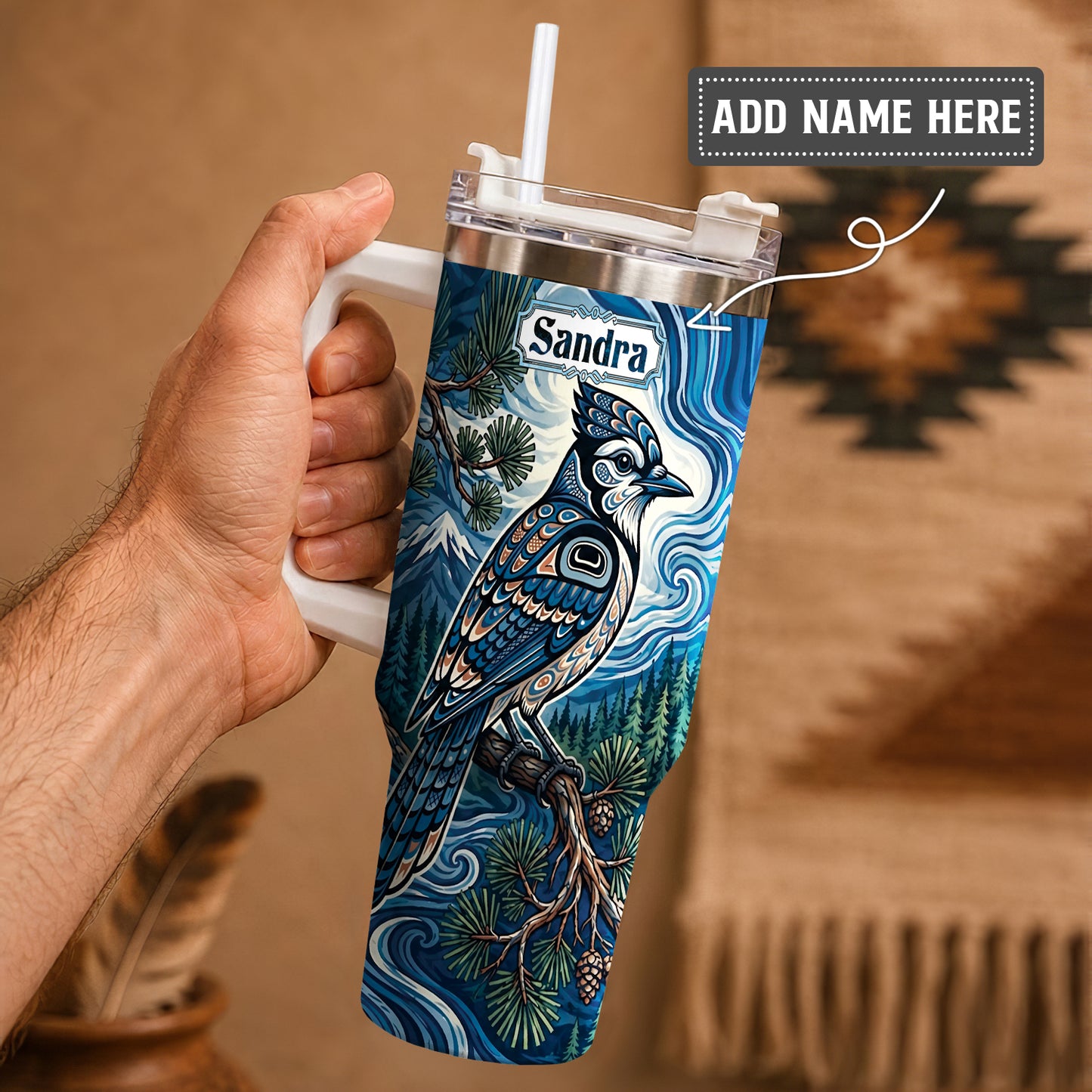 Blue Jay Forest Whispers Personalized Tumbler