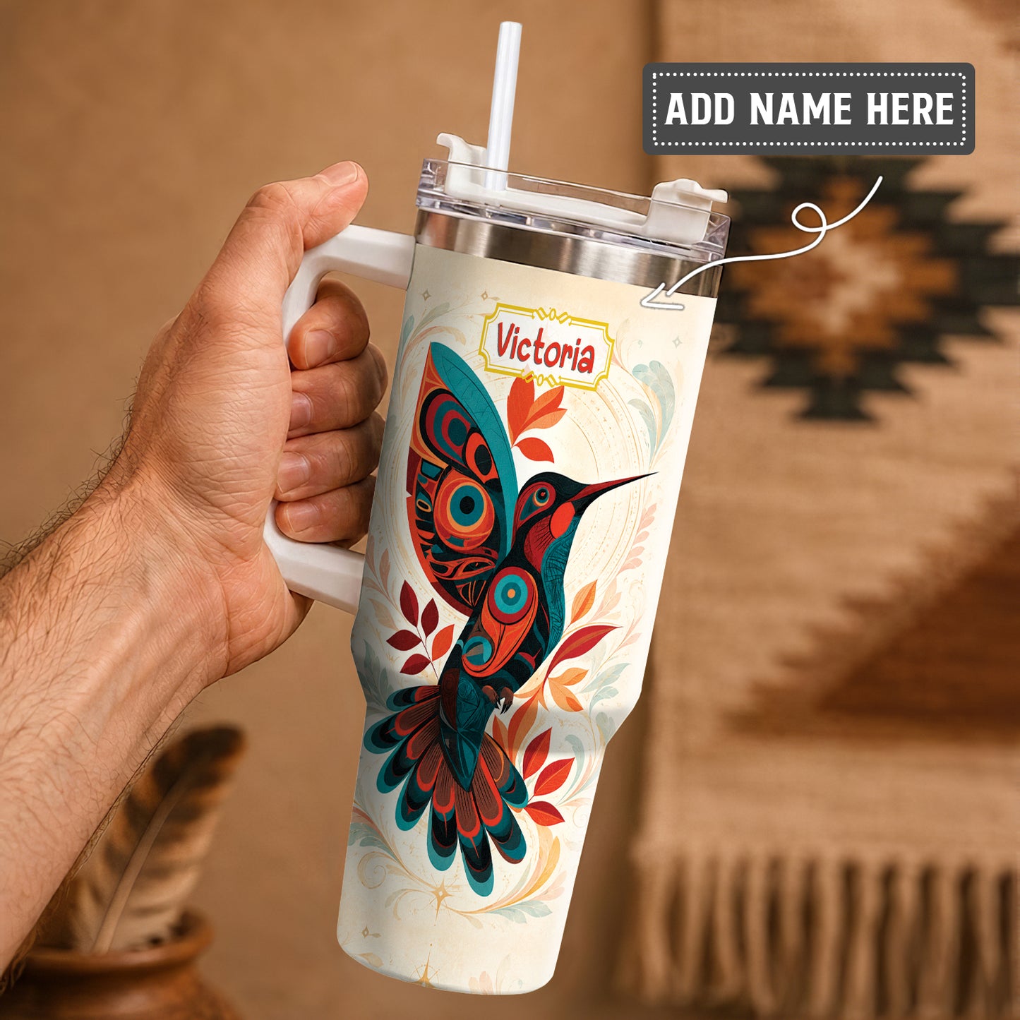Hummingbird Ember Bloom Personalized Tumbler