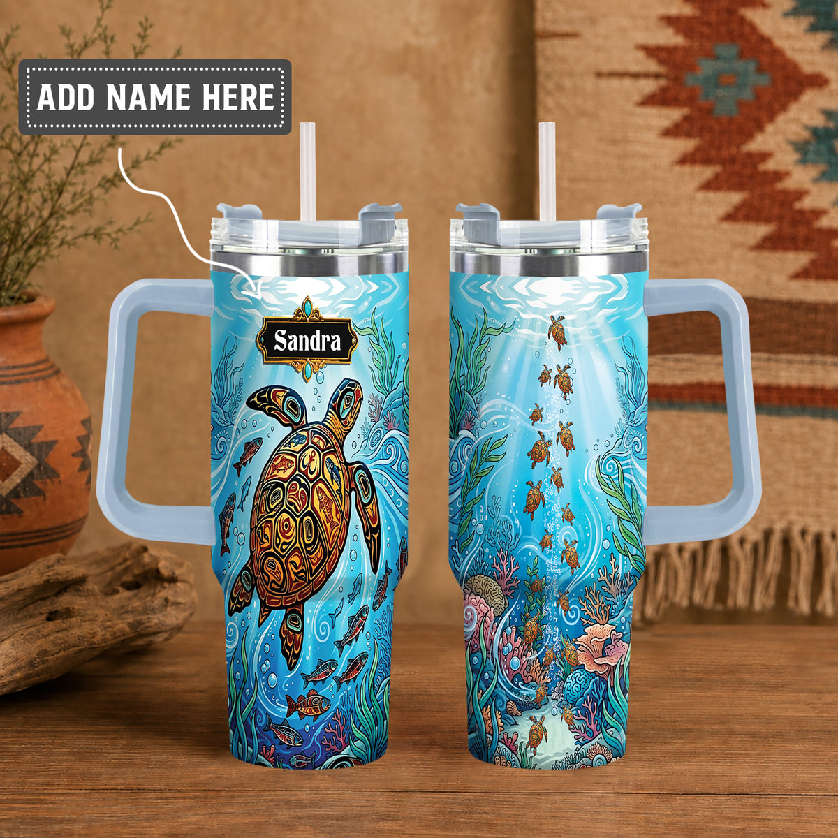 Sea Turtle Paradise Personalized Tumbler