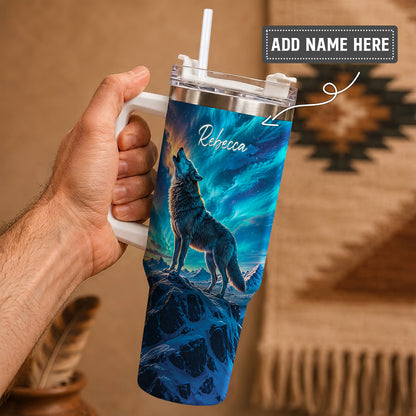 Celestial Wolf Howl Personalized Tumbler