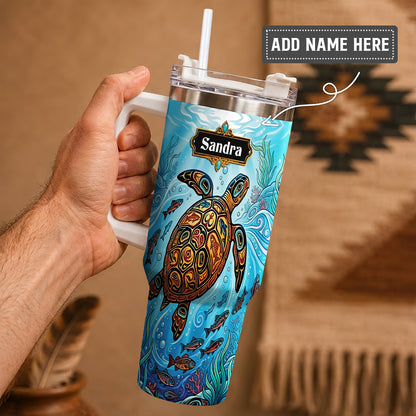 Sacred Turtle Ocean Personalized Tumbler