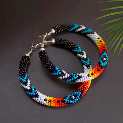 SALE 50% OFF - Black Dusk Pattern Beaded Handmade Earrings For Women