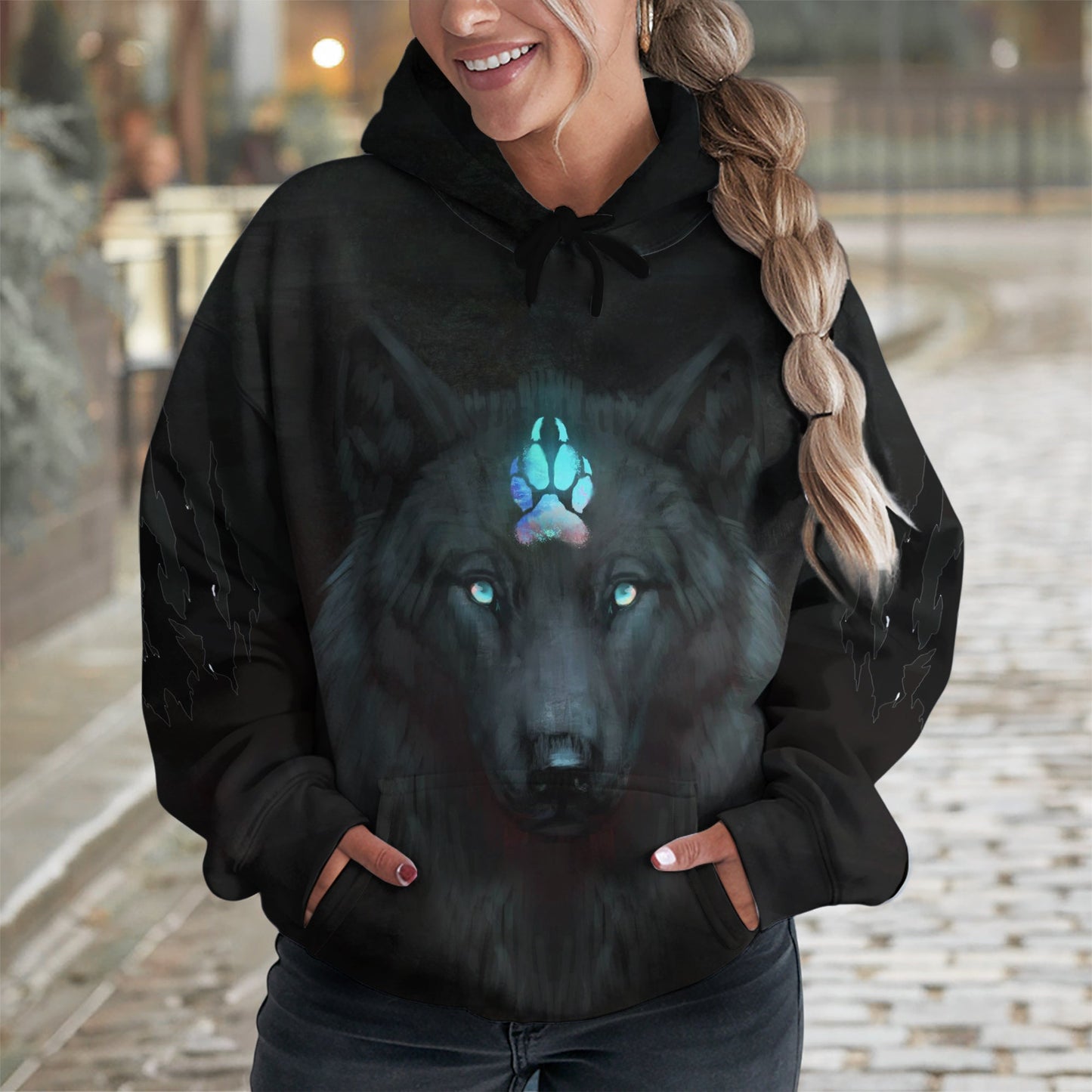 Moonlit Wolf Hoodie – Ethereal Glow & Mystic Presence