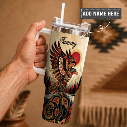 Twin Eagles of Dawn Personalized Tumbler