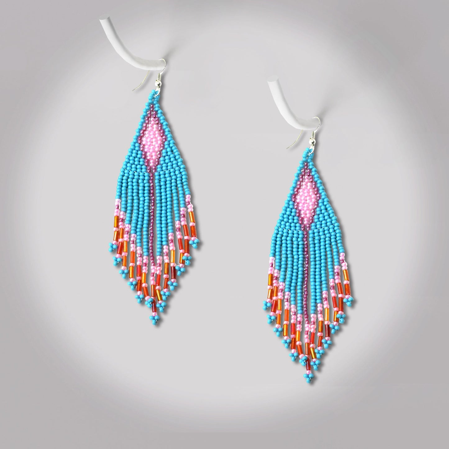 SALE 50% OFF -  Turquoise Blue Seed Pattern Beaded Handmade Earrings For Women