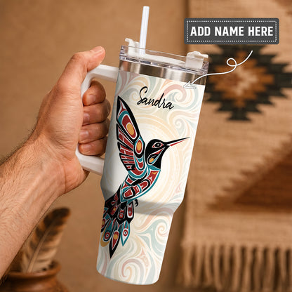 Crimson Hummingbird Grace Personalized Tumbler