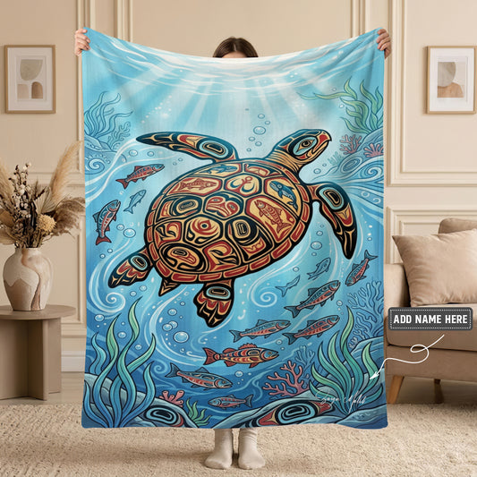 Sacred Turtle Ocean Personalized Premium Blanket