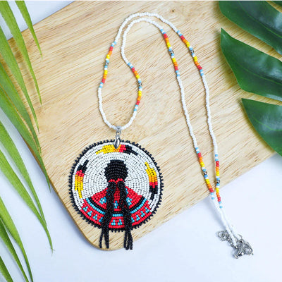 SALE 50% OFF - Indigenous Women Handmade Beaded Wire Necklace Pendant Unisex With