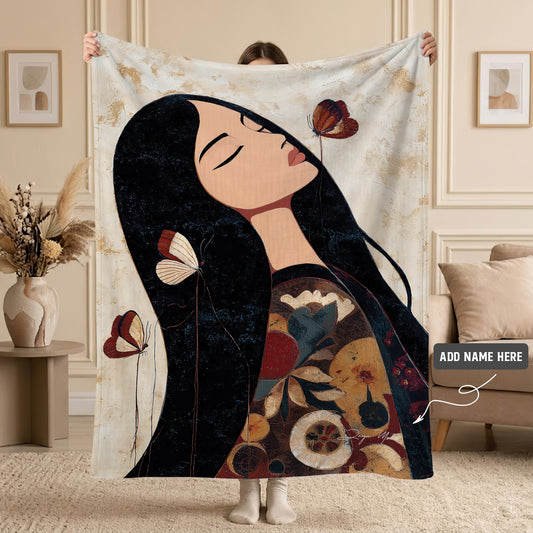Sacred Butterfly Woman Personalized Premium Blanket