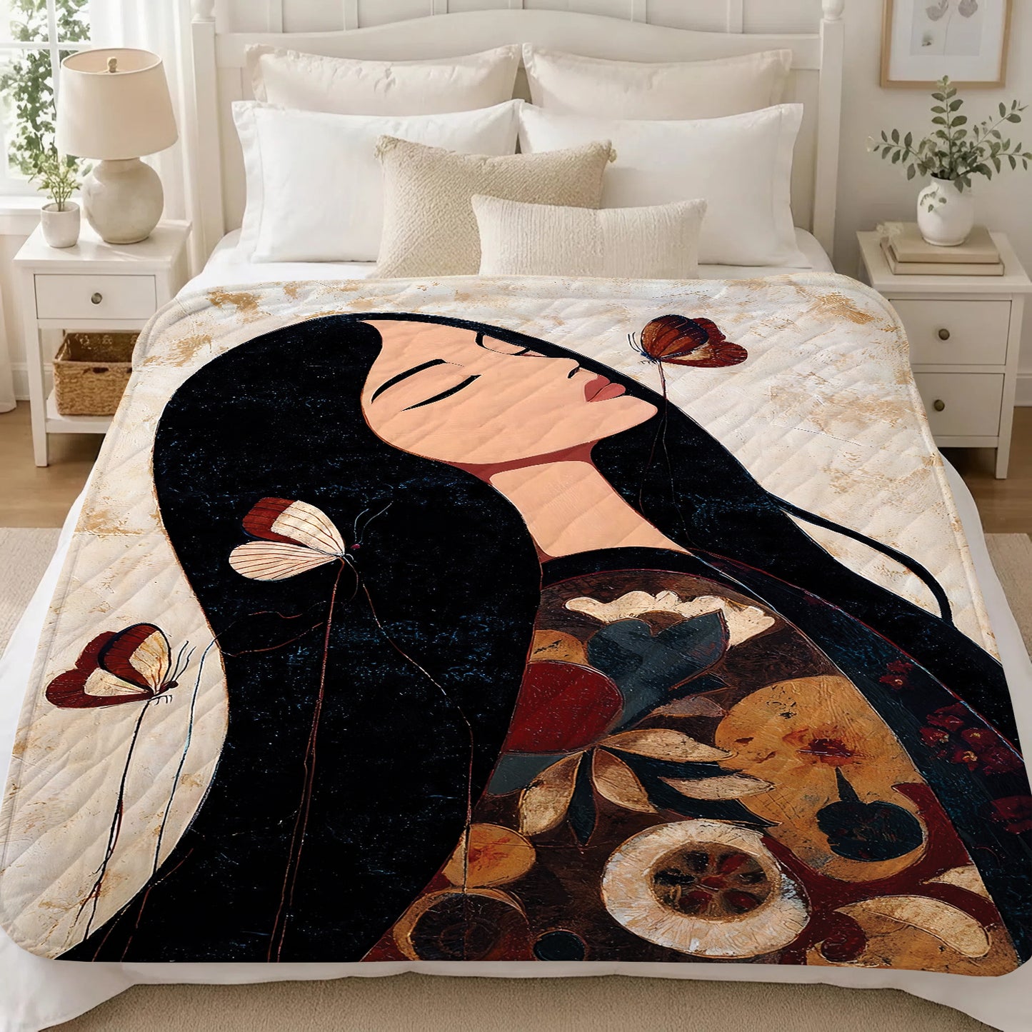 Sacred Butterfly Woman Personalized Premium Blanket