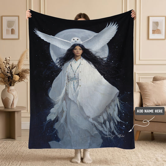 Moonlit Owl Woman Personalized Premium Blanket