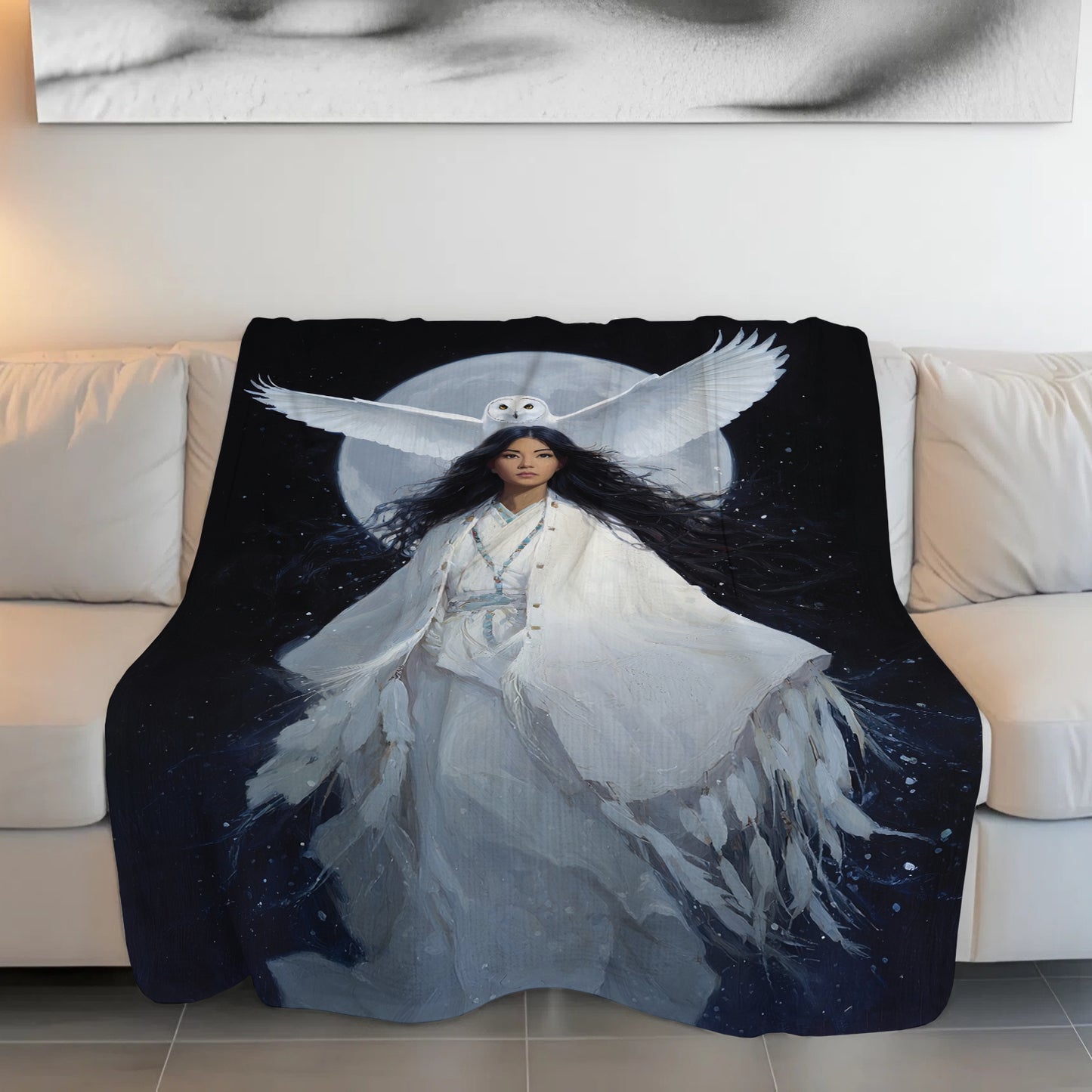 Moonlit Owl Woman Personalized Premium Blanket