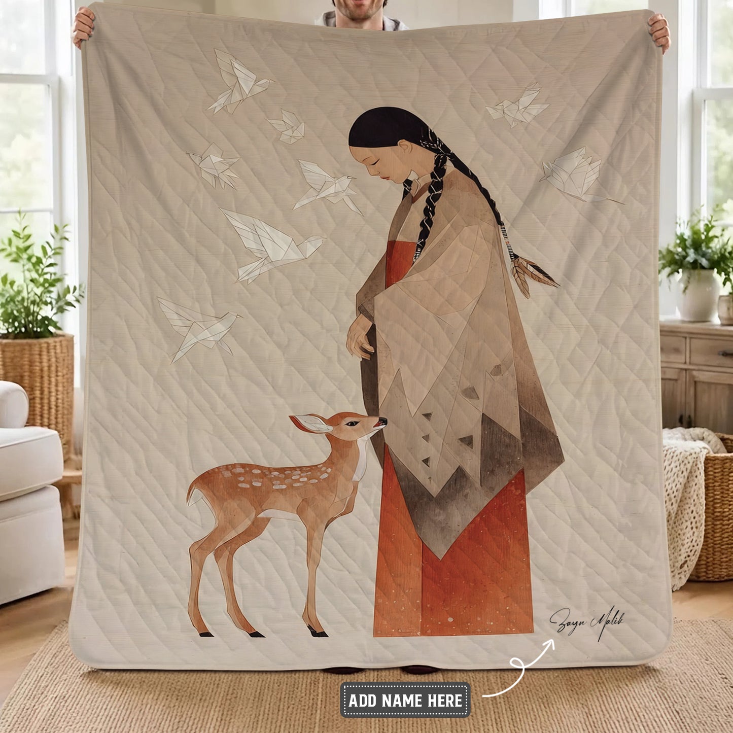 Sacred Woman Deer Spirit Personalized Premium Blanket