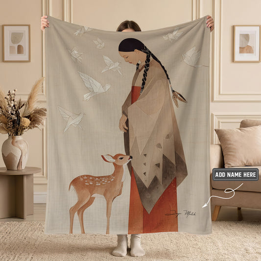 Sacred Woman Deer Spirit Personalized Premium Blanket
