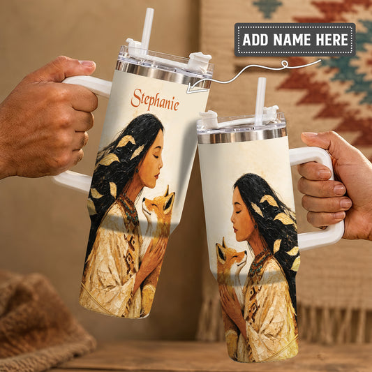 Whispering Fox Woman Personalized Tumbler