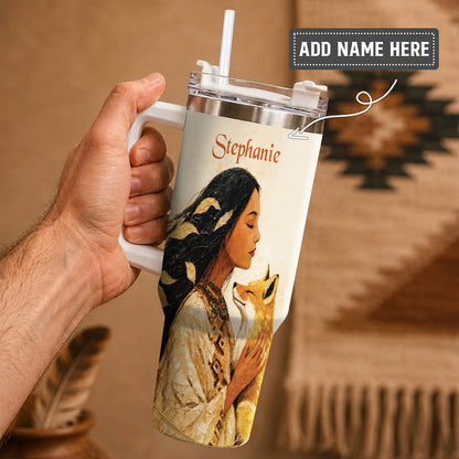 Whispering Fox Woman Personalized Tumbler