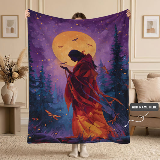 Sacred Dragonfly Woman Personalized Premium Blanket