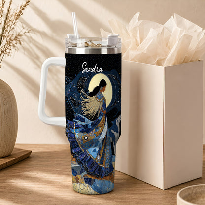 Moonlit Wolf Woman Personalized Tumbler