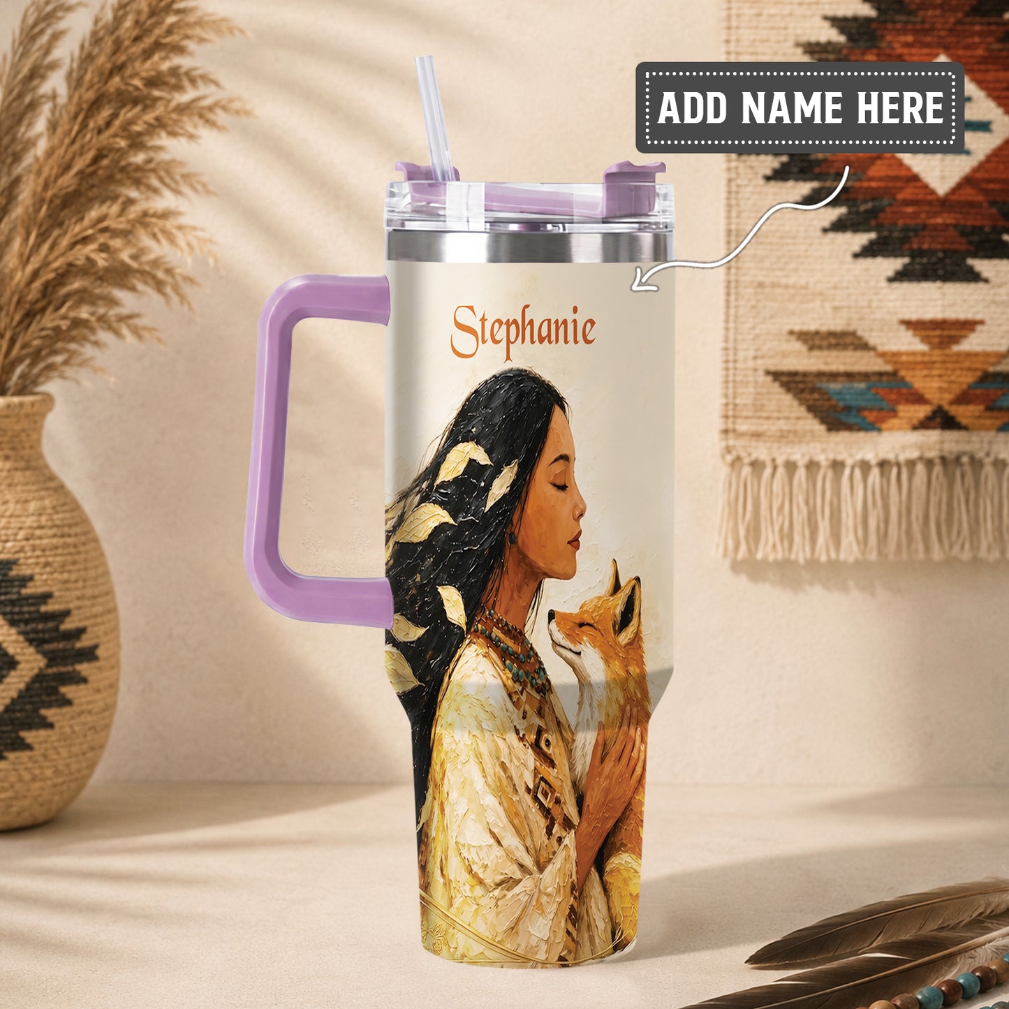 Whispering Fox Woman Personalized Tumbler
