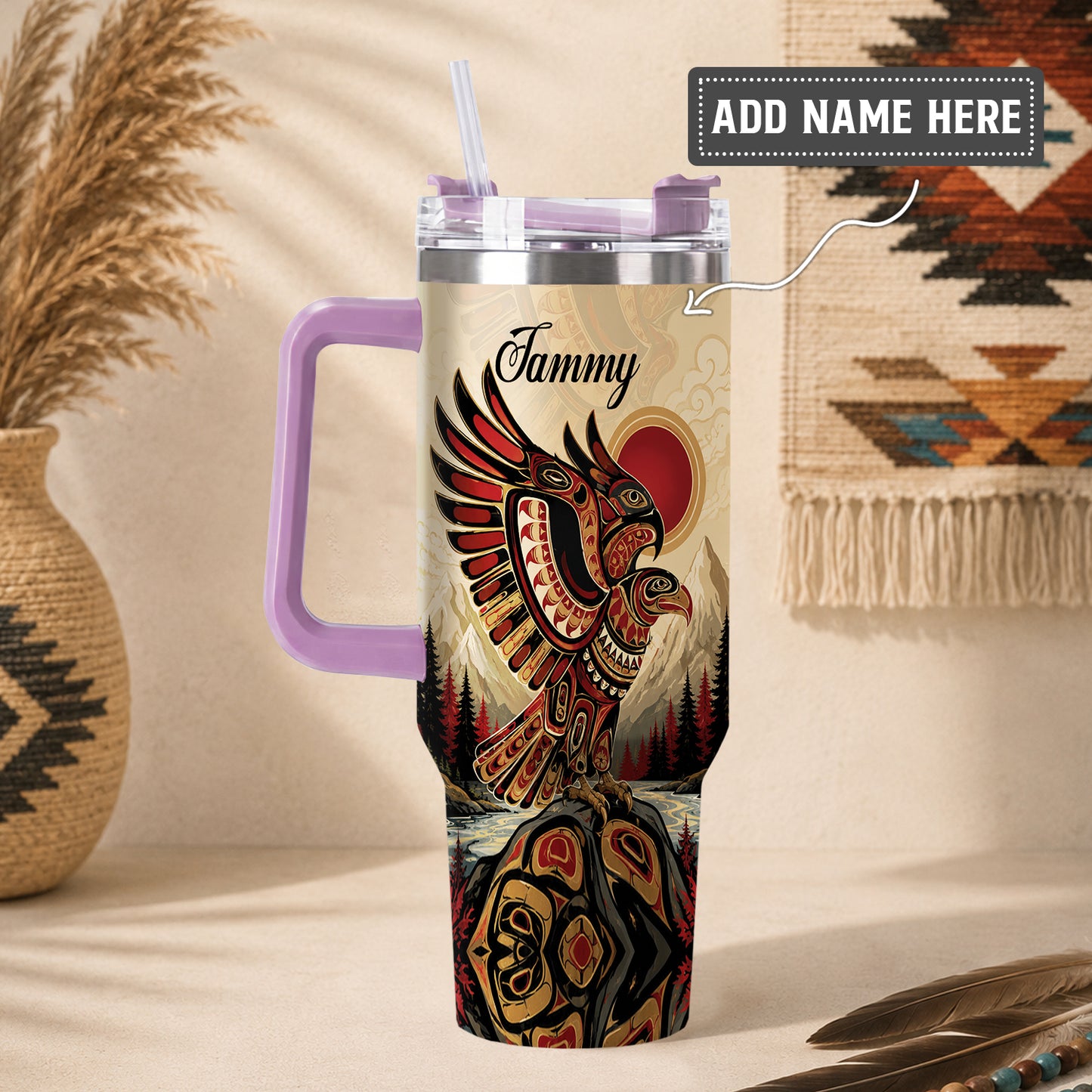 Twin Eagles of Dawn Personalized Tumbler