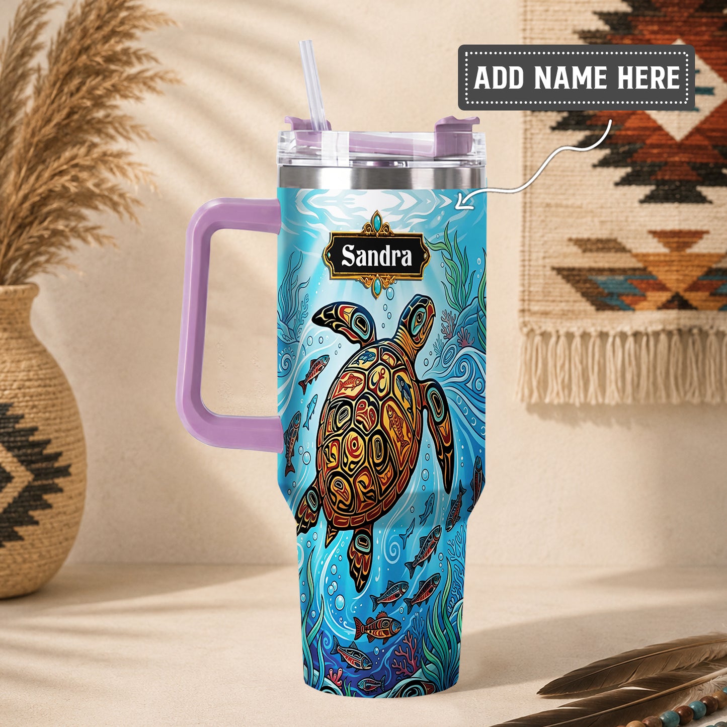 Sacred Turtle Ocean Personalized Tumbler