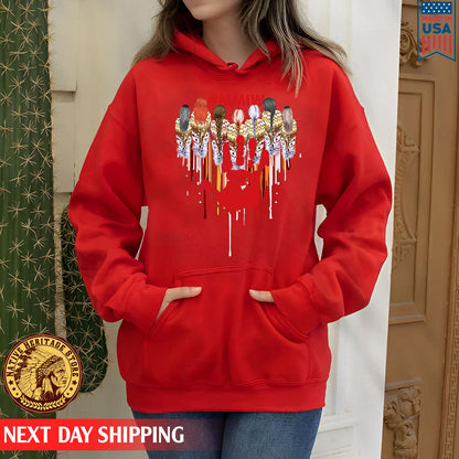 MMIW - Women Red Hand Together Feather Heart Shirt