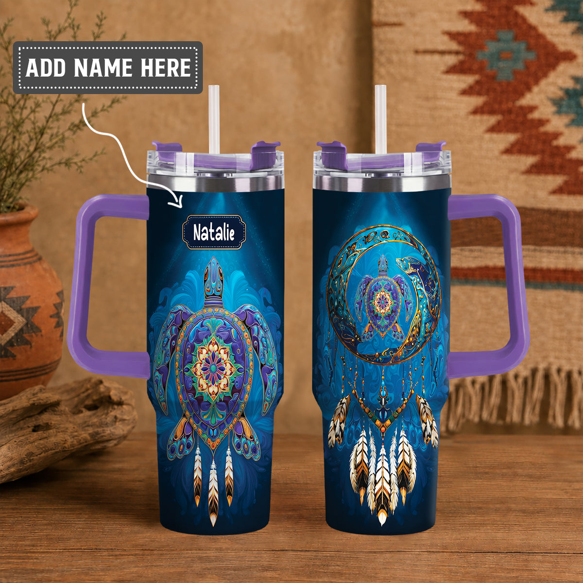 Turtle Dreamcatcher Harmony Personalized Tumbler