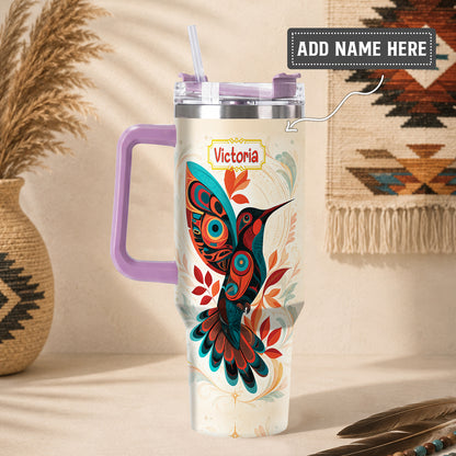 Hummingbird Ember Bloom Personalized Tumbler