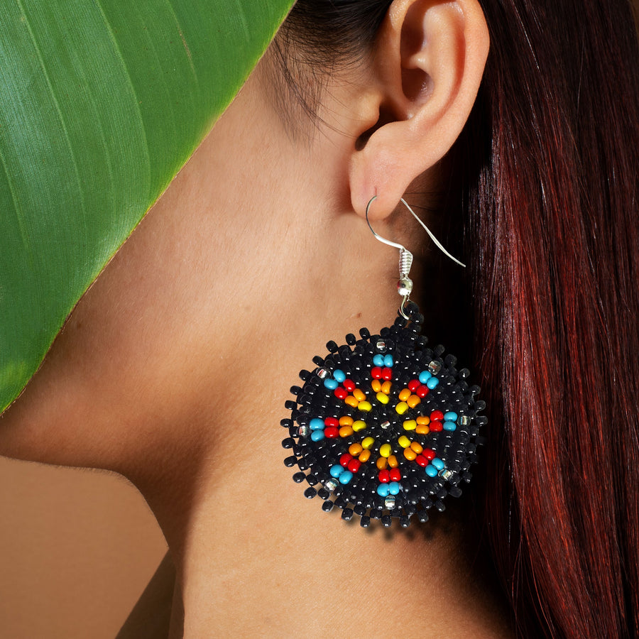 SALE 50% OFF - Cute Round Black Beaded Handmade Earrings For Women