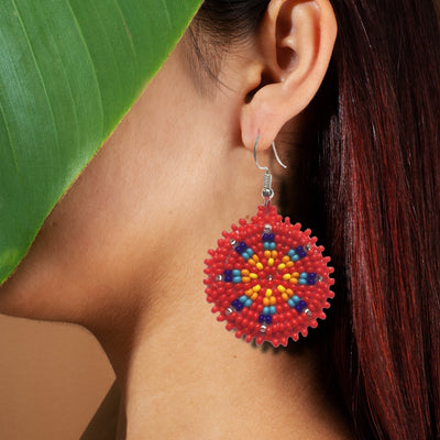 SALE 50% OFF - Cute Round Red Beaded Handmade Earrings For Women