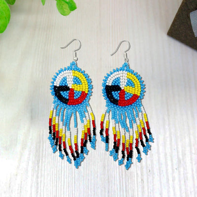 SALE 50% OFF - Turquoise Blue Fringe Earrings Beaded Handmade Earrings For Women