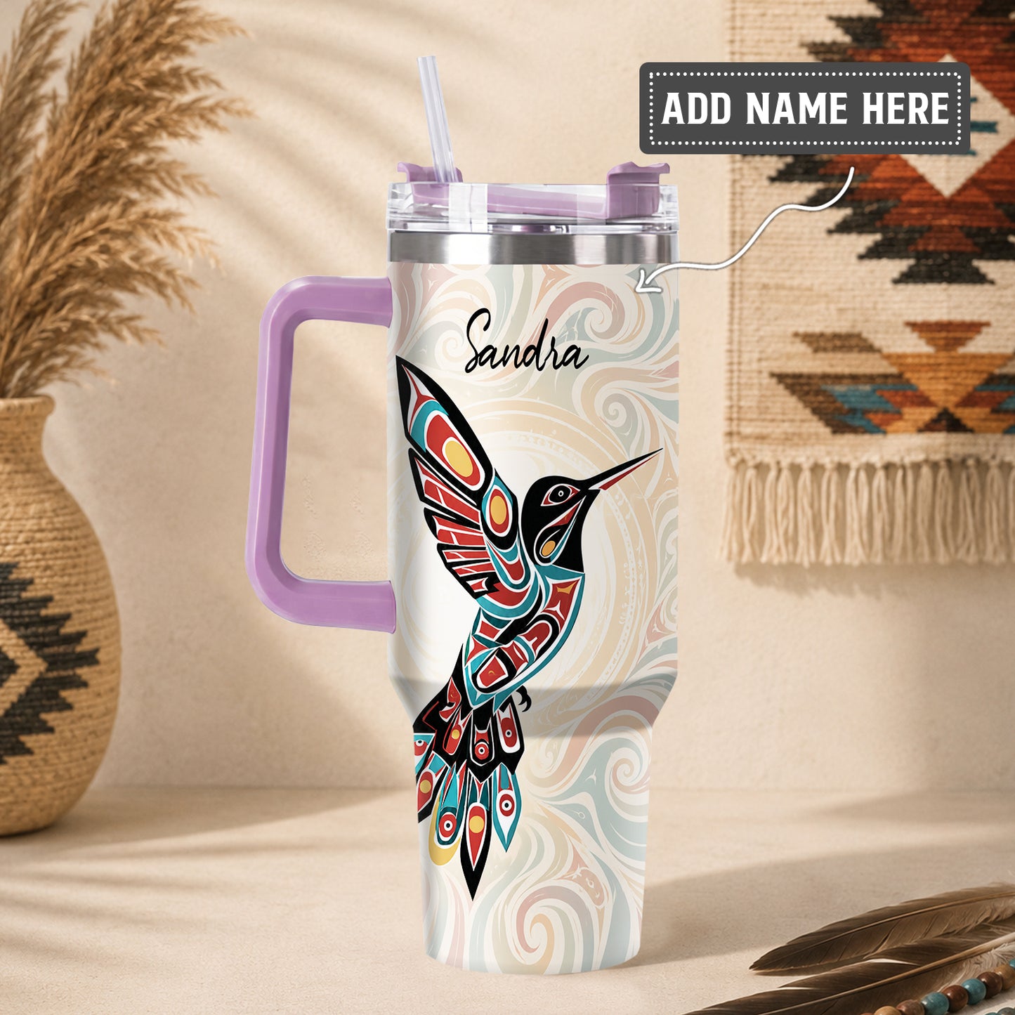 Crimson Hummingbird Grace Personalized Tumbler