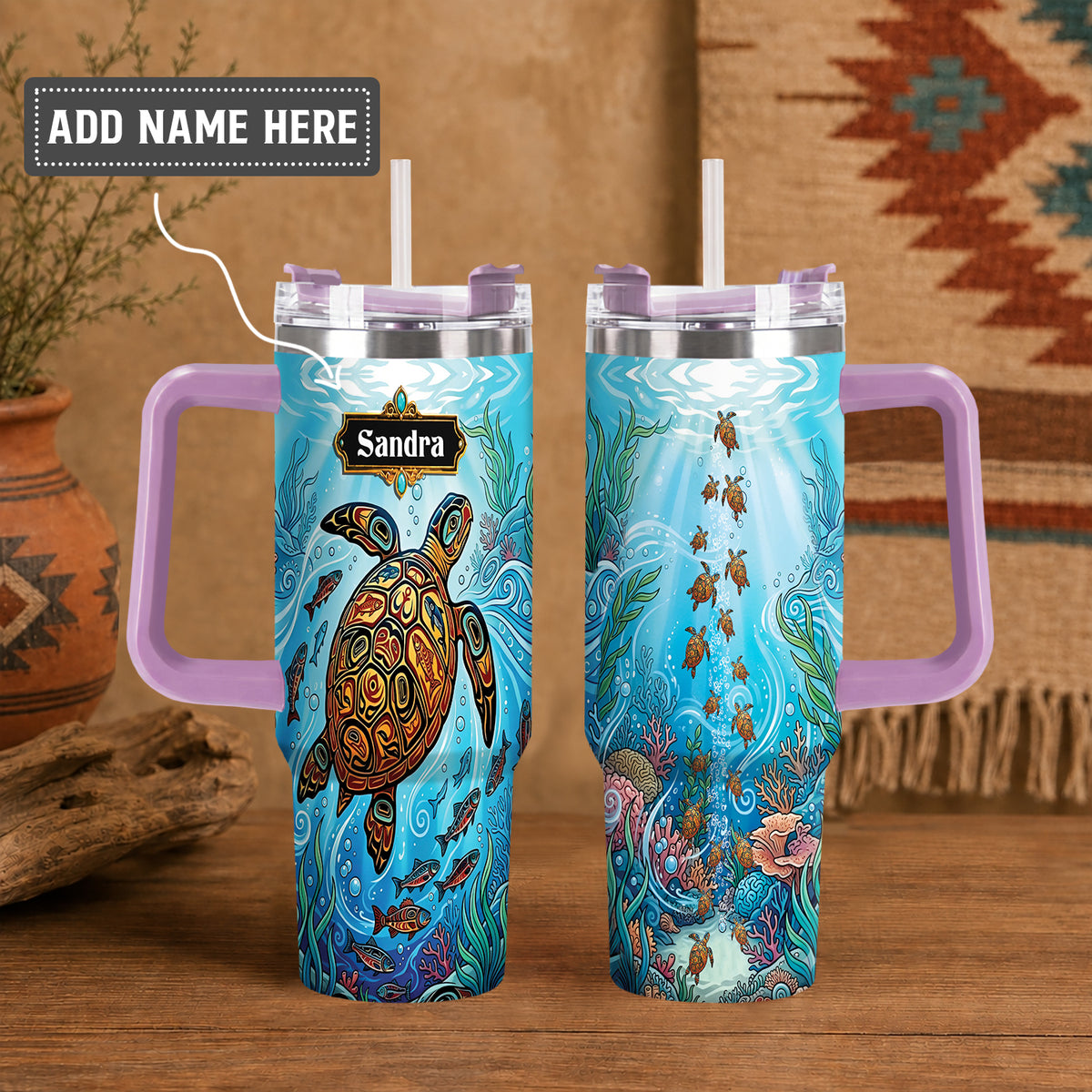Sea Turtle Paradise Personalized Tumbler