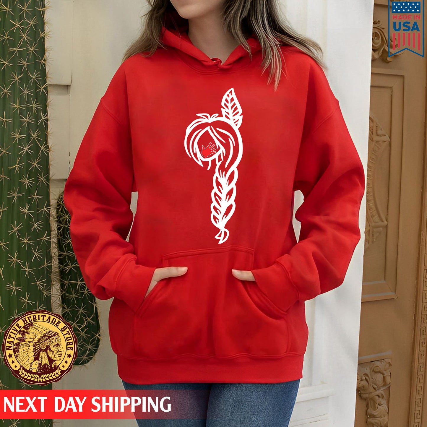 MMIW - I Wear Red For My Sisters Red Hand Black Hair Indigenous Women Shirt
