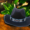 SALE 50% OFF - Medicine man’s Eye Beadwork Blue Black Beaded Cowboy Hat Band Belt IBL