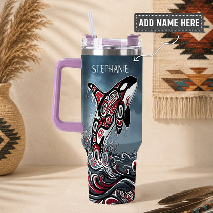 Crimson Orca Rising Personalized Tumbler
