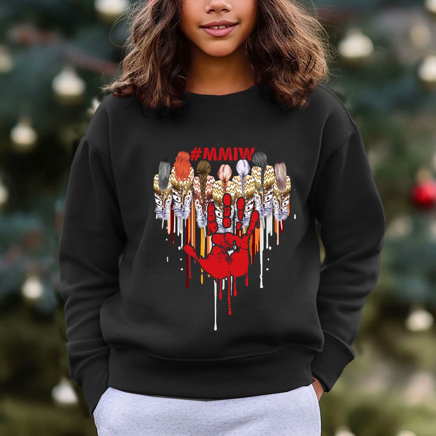MMIW - Women Red Hand Together Feather Heart Shirt