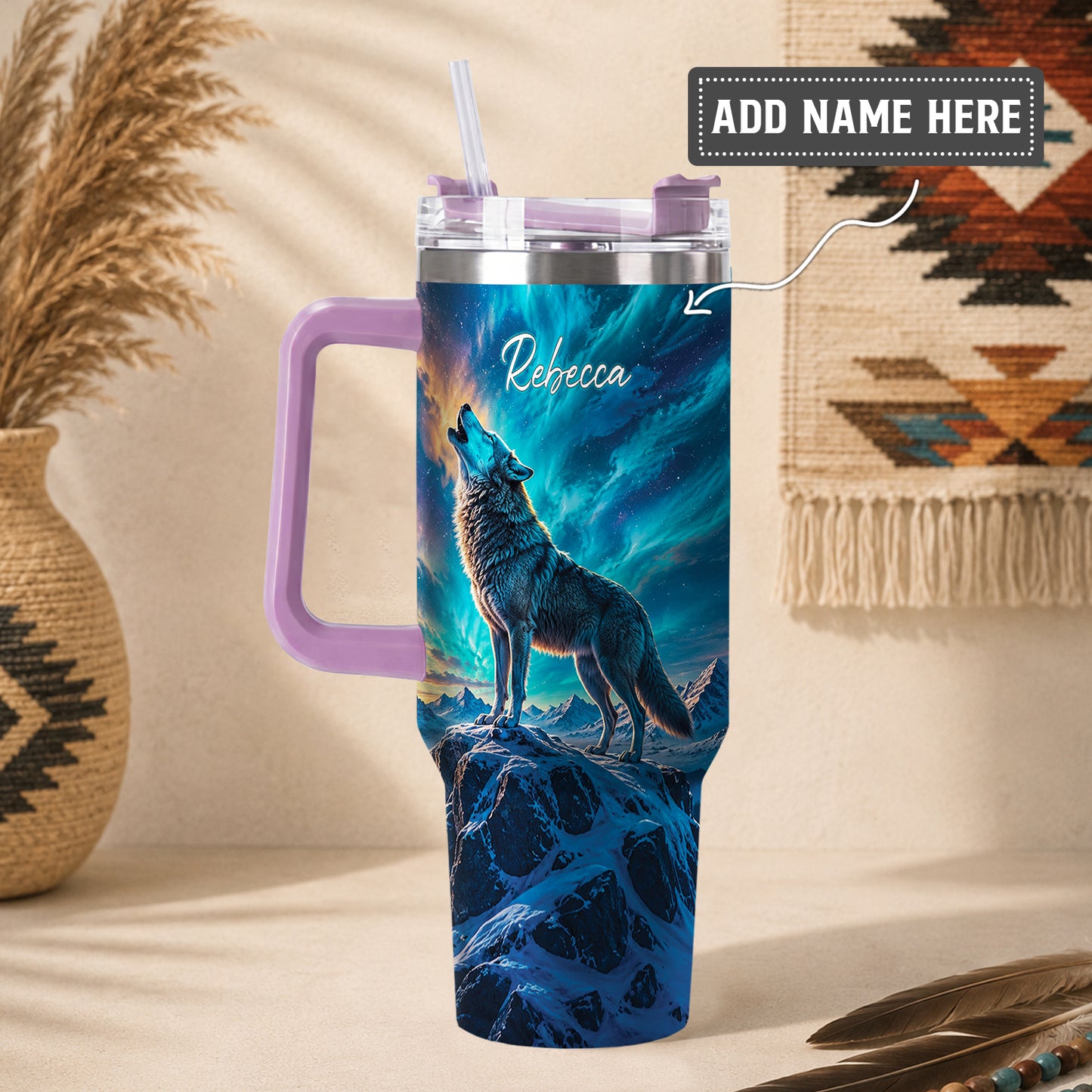 Celestial Wolf Howl Personalized Tumbler