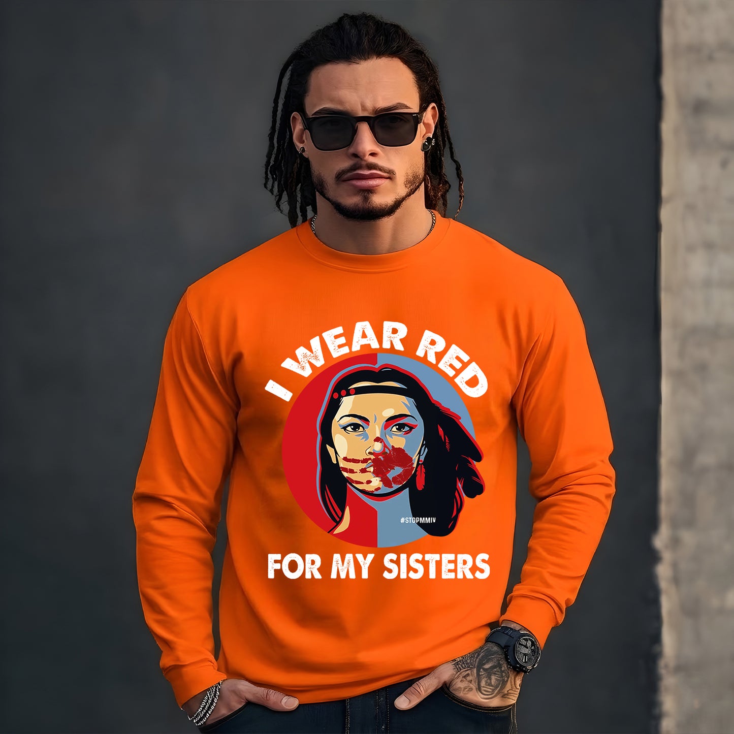 MMIW - I Wear Red For My Sisters Red Hand Indigenous Women Shirt