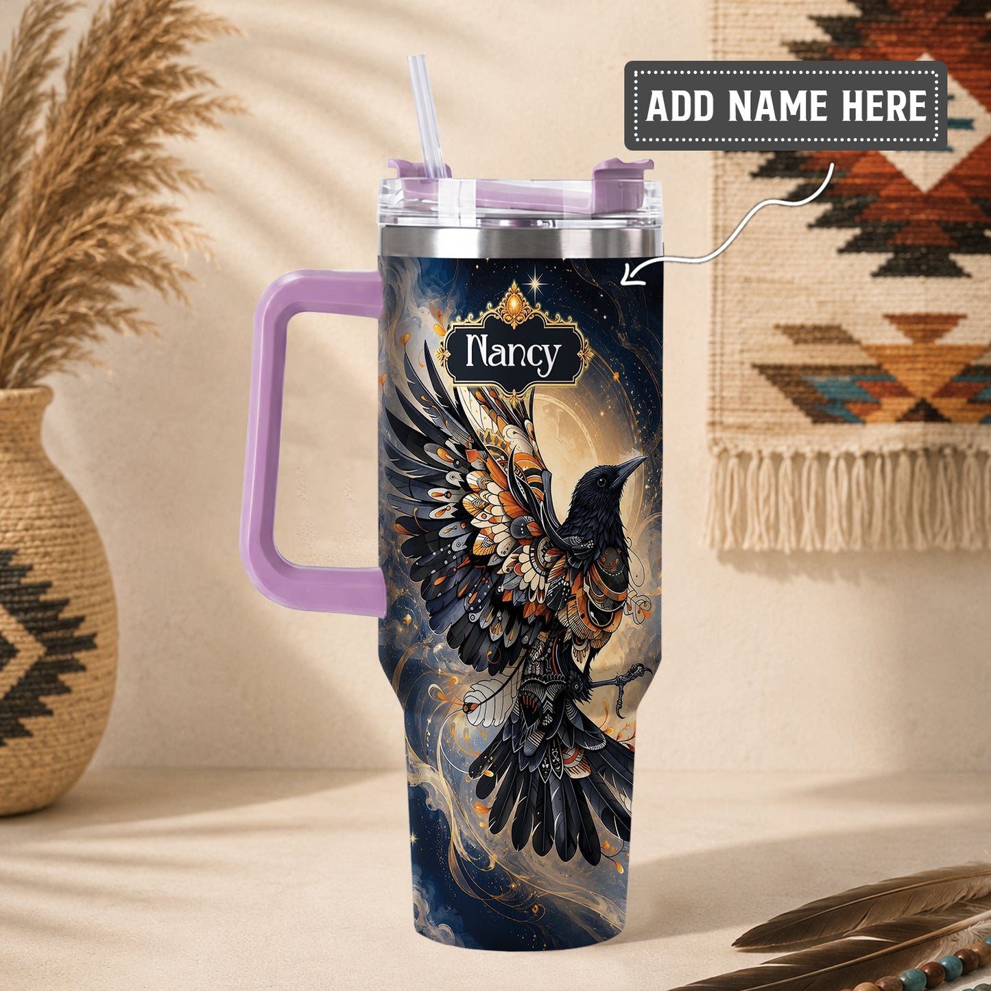 Raven Ember Spirit Personalized Tumbler