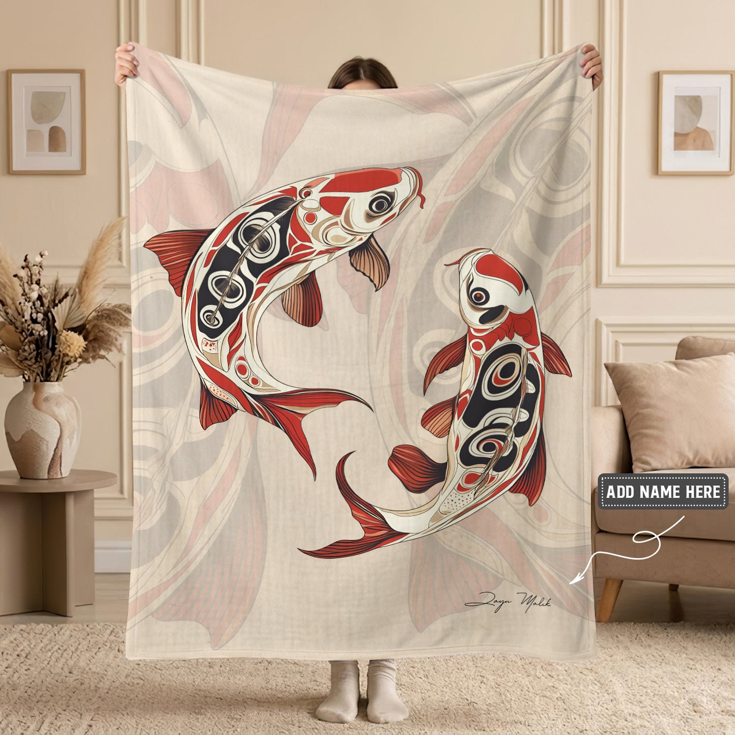 Sacred Koi Harmony Personalized Premium Blanket