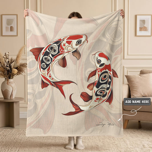 Sacred Koi Harmony Personalized Premium Blanket