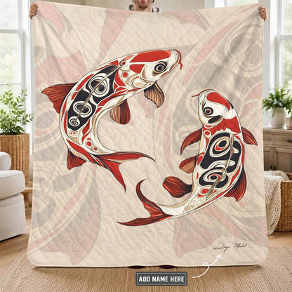Sacred Koi Harmony Personalized Premium Blanket