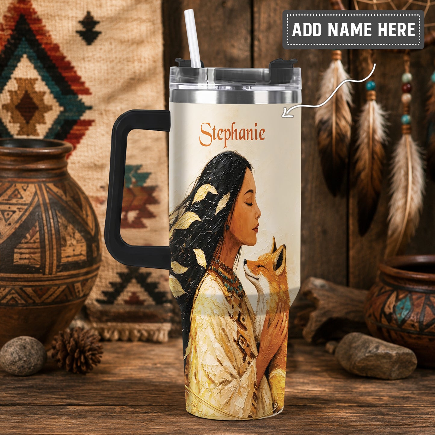 Whispering Fox Woman Personalized Tumbler
