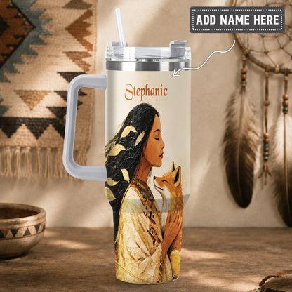 Whispering Fox Woman Personalized Tumbler