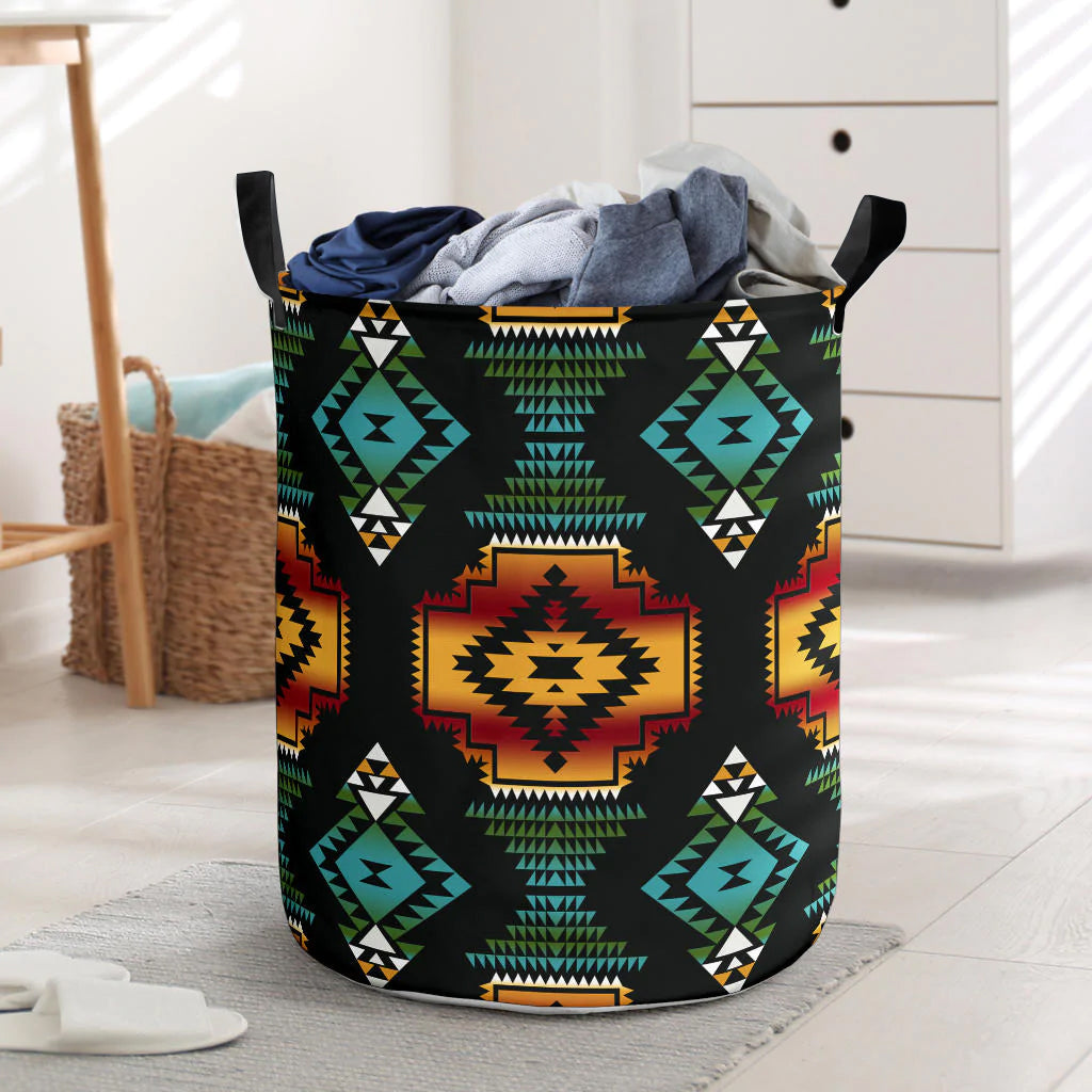 Native American Patterns Black Red Laundry Basket NBD