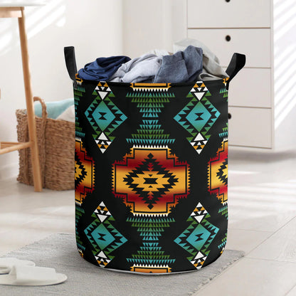 Native American Patterns Black Red Laundry Basket NBD